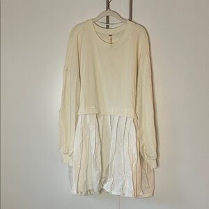 Cream and White Layered Long Sleeve Dress